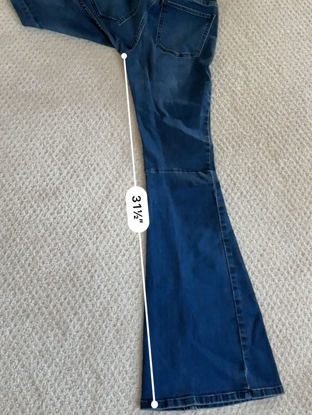 Free People Women's Dark Blue Flare Jeans Elastic Waist 27 - Picture 7 of 7